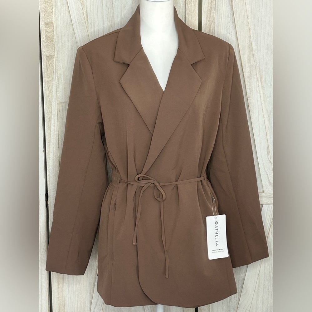 Athleta NWT Primatwill Rustic Biege Women's Blazer sz 14 office business casual - Picture 4 of 15